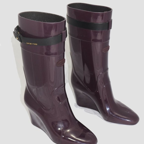 Sergio Rossi Heeled Rain Rubber Boots - Picture 3 of 7